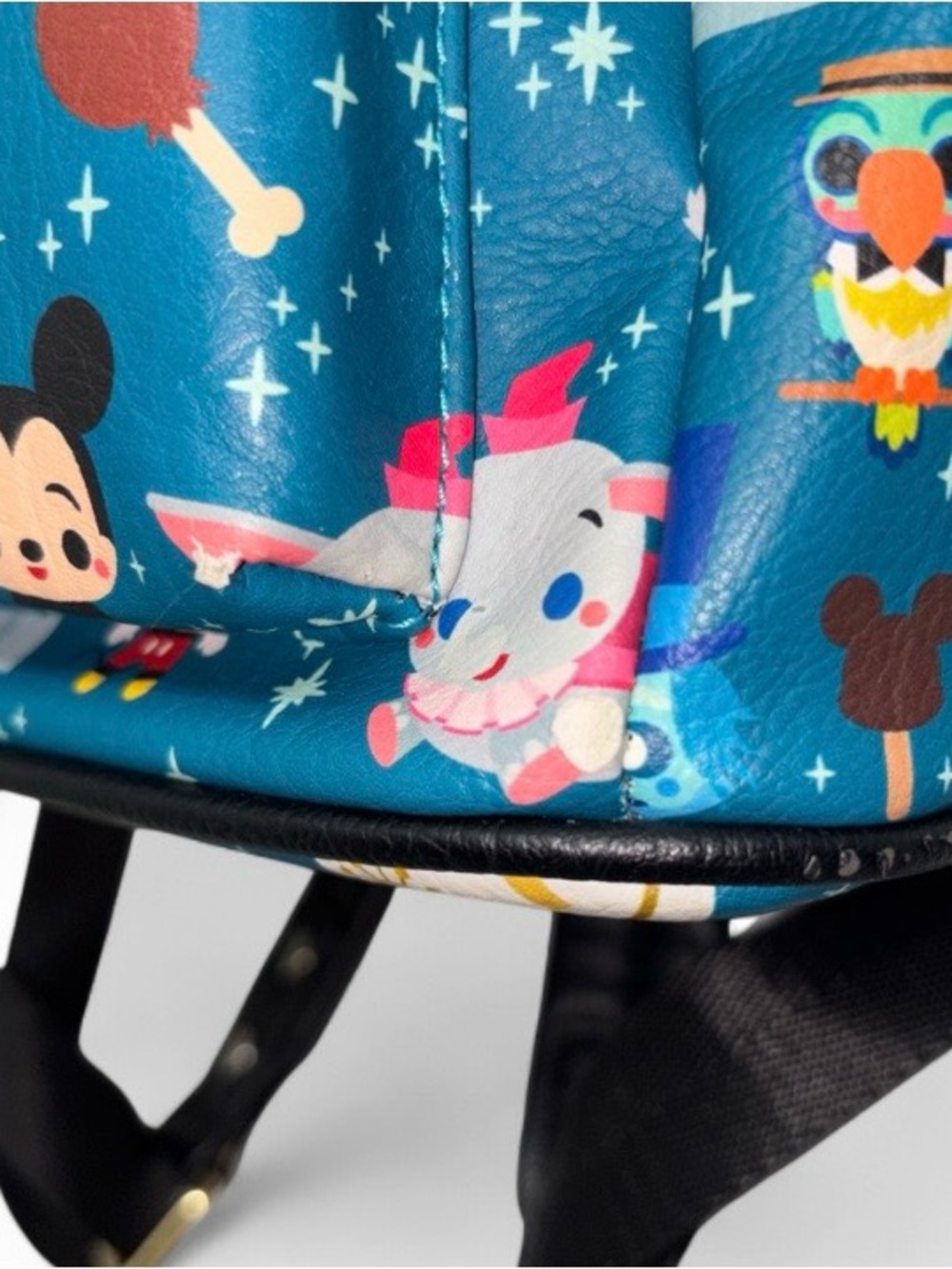 Disney Parks Loungefly Mini Backpack Teal Character Attractions Print - Picture 7 of 9